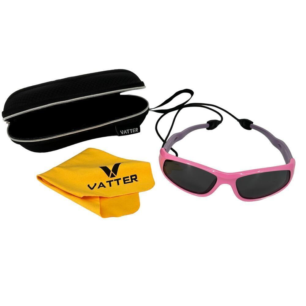 Vatter Youth Sport Sunglasses Polarized Unbreakable Strap Case Pink Purple